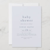 Invitation ROWAN Rustic Boy Bleu QR Baby shower simple (Devant)