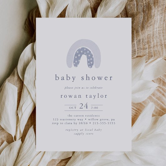 Invitation ROWAN Summer Boho Blue Boho Rainbow Baby shower