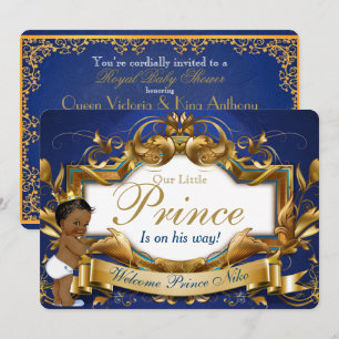 Invitation Royal African Prince Fancy Royal Blue et Gold