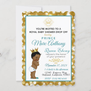 Invitation Royal African Prince Turquoise & Gold Parties scin