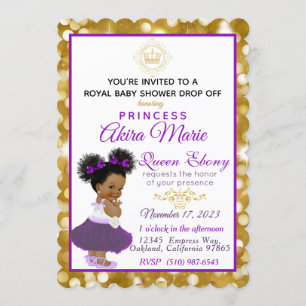 Invitation Royal African Princess Purple Gold Parties scintil
