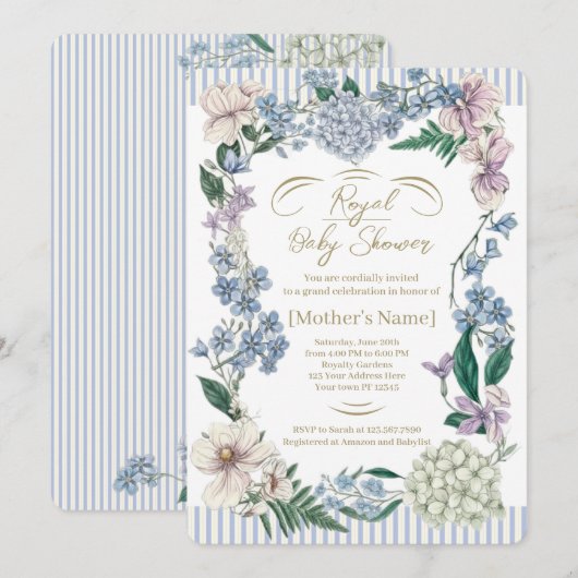 Invitation Royal Baby Shower (Devant / Derrière)