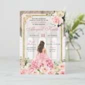 Invitation Royal Ballroom Rose Gold Bow Coquette Quinceanera (Debout devant)
