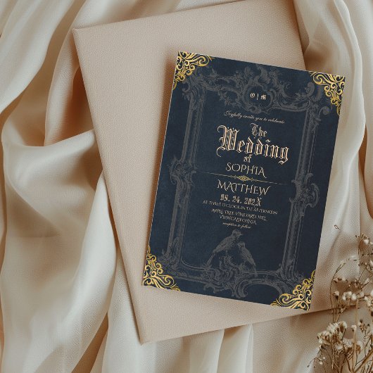 Invitation Royal Black Gold Fantasy Medieval Wedding