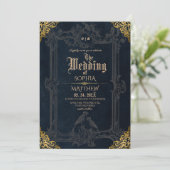 Invitation Royal Black Gold Fantasy Medieval Wedding (Debout devant)