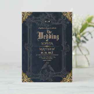 Invitation Royal Black Gold Fantasy Medieval Wedding 