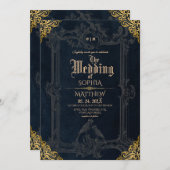 Invitation Royal Black Gold Fantasy Medieval Wedding  (Devant / Derrière)