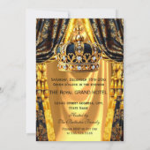Invitation Royal Black Gold King Queen Crown Birthday Party (Dos)