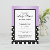 Invitation Royal Black Polka Dot Purple Baby shower (Debout devant)