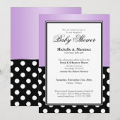 Invitation Royal Black Polka Dot Purple Baby shower (Devant / Derrière)