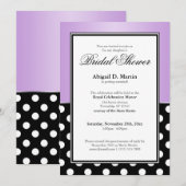 Invitation Royal Black Polka Dot Purple Fête des mariées (Devant / Derrière)