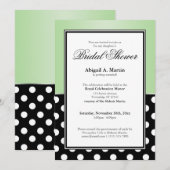 Invitation Royal Black Polka Fête des mariées verte (Devant / Derrière)