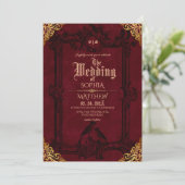 Invitation Royal Black Red Fantasy Medieval Wedding  (Debout devant)