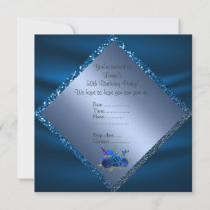Invitation Royal bleu anniversaire en ligne fleur personnalis