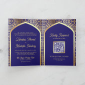 Invitation Royal Bleu Arc Perse QR Code Musulman Mariage (Intérieur)