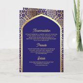 Invitation Royal Bleu Arc Perse QR Code Musulman Mariage (Dos)
