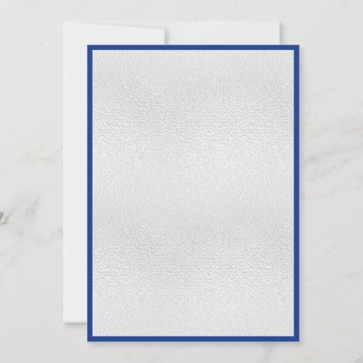 Invitation Royal bleu argent arc métal élégant mariage (Dos)