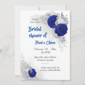 Invitation royal bleu argent fleurs nuptiale (Devant)