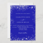 Invitation Royal bleu argent parties scintillant élégant luxe (Devant)