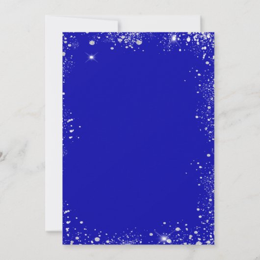 Invitation Royal bleu argent parties scintillant élégant luxe (Dos)