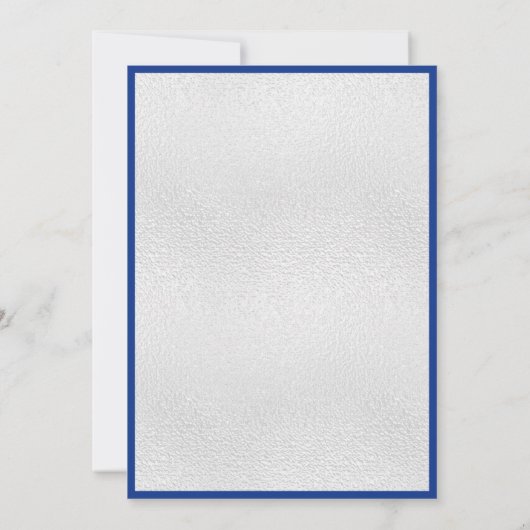 Invitation Royal bleu argent photo mariage Enregistrer la dat (Dos)