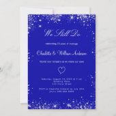 Invitation Royal bleu argent voeu renouvellement mariage luxe (Devant)