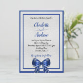 Invitation Royal bleu argenté élégant mariage de luxe (Debout devant)