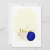 Invitation royal bleu & blanc fleurs or anniversaire (Dos)