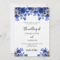 Royal bleu blanc floraux mariage de luxe