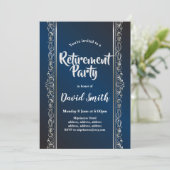 Invitation royal bleu, élégant, slider, fête de retraite (Debout devant)