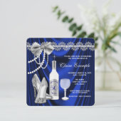 Invitation Royal Bleu et argent vieilli à l'anniversaire parf (Debout devant)