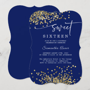 Invitation Royal Bleu et Sweet sixteen d'argent