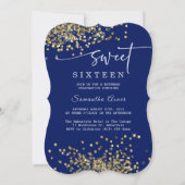 Invitation Royal Bleu et Sweet sixteen d'argent (Devant)