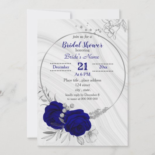 Invitation royal bleu gris couronne (Devant)