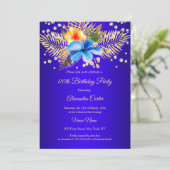 Invitation Royal bleu Jaune or floral fête d'anniversaire (Debout devant)