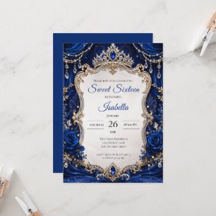 Invitation Royal Bleu Luxueux Argent Sweet 16