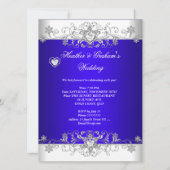 Invitation Royal bleu Mariage Silver Diamond Hearts (Dos)