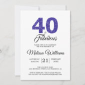 Invitation Royal Blue 40 et Fabulous| 40e anniversaire (Devant)