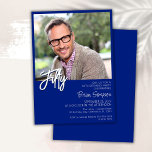 Invitation Royal Blue 50th Birthday Photo<br><div class="desc">Photo minimaliste royal bleu cinquante anniversaire invitation pour une fête d'anniversaire amusante. L'âge peut être changé. Cette invitation est simple et élégante, adulte jalon d'anniversaire invitation pour les hommes et les femmes. La couleur arrière - plan bleue royale peut être changée en n'importe quelle couleur de votre choix à l'aide...</div>
