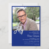 Invitation Royal Blue 50th Birthday Photo (Devant)