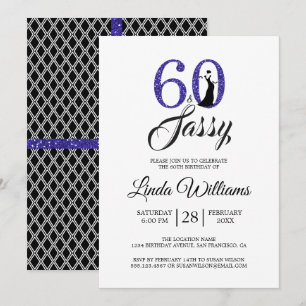 Invitation Royal Blue 60 et Sassy 60e fête d'anniversaire