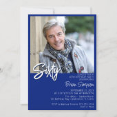 Invitation Royal Blue 60th Birthday Photo (Devant)