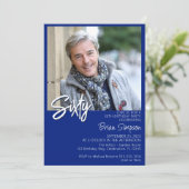 Invitation Royal Blue 60th Birthday Photo (Debout devant)