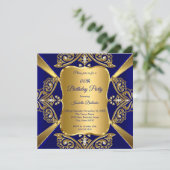 Invitation Royal Blue Ajouter Age Anniversaire Party Gold Dia (Debout devant)