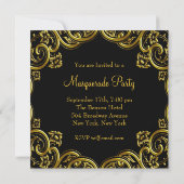Invitation Royal Blue and Black Masquerade Party (Dos)