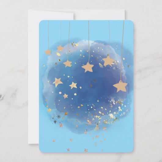 Invitation Royal Blue And Gold Abstract Moon Stars (Dos)