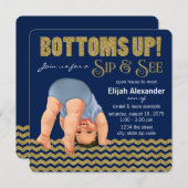 Invitation Royal Blue and Gold Boys Sip and See (Devant / Derrière)