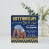 Invitation Royal Blue and Gold Ethnic Boys Sip and See (Debout devant)