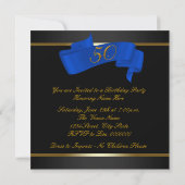 Invitation Royal Blue and Gold Fabulous 50th Birthday Party (Dos)