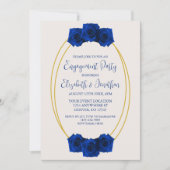 Invitation Royal Blue and Gold Geometry Engagement Party (Devant)
